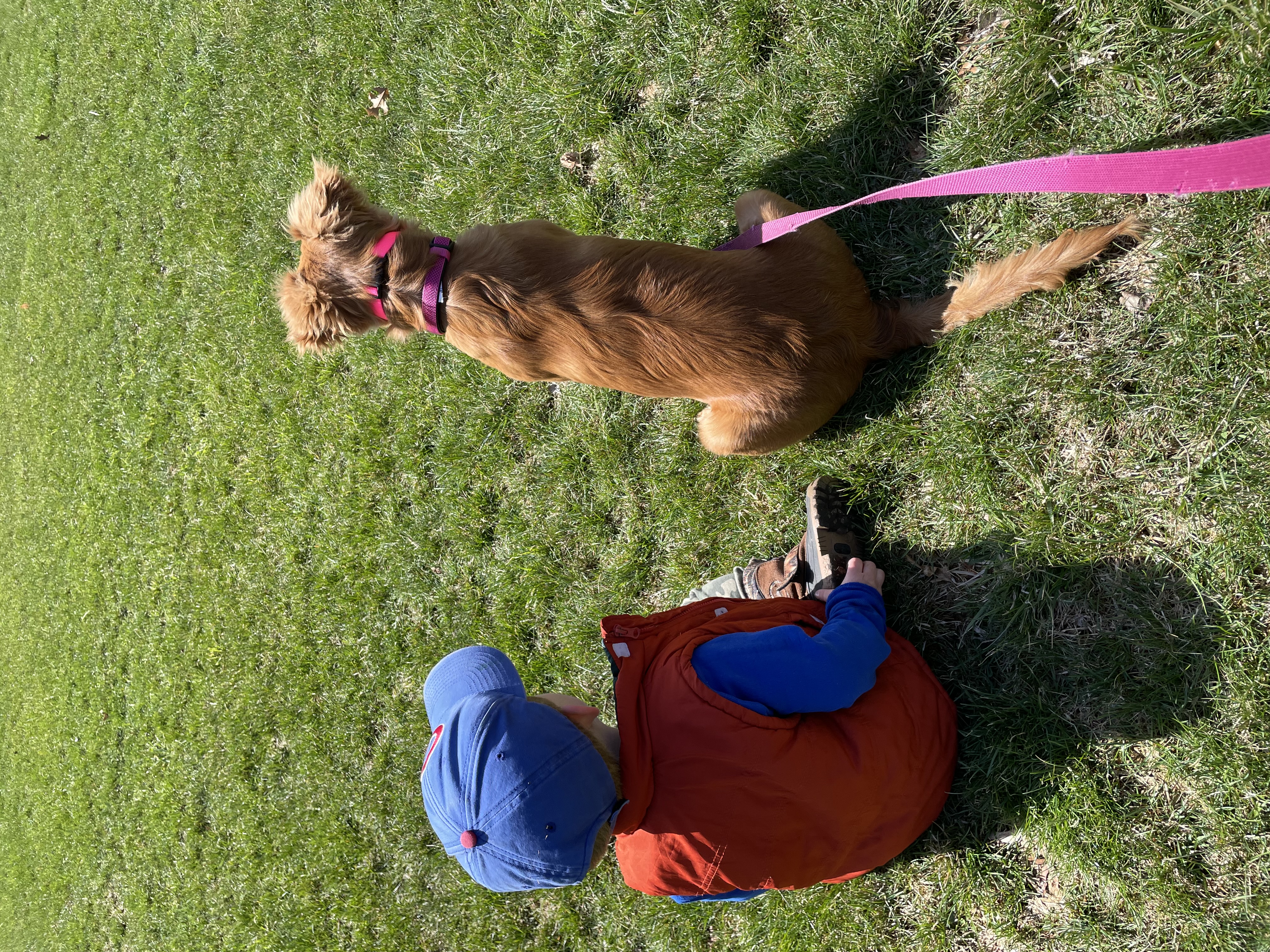 A boy and his dog.